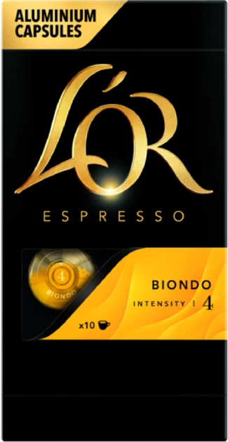 Кава в капсулах Nespresso L'OR Espresso Biondo 10 шт 100% Арабіка. Франція, фото 1