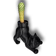 Кашпо чорна кішка для кактусів і сукулентів (без кактуса) Україна, фото 3