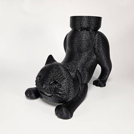 Кашпо чорна кішка для кактусів і сукулентів (без кактуса) Україна, фото 1