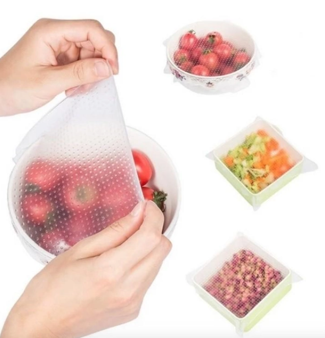 Силіконові плівки-кришки Багаторазові силіконові кришки набір 4 шт Silicon SELLA MAGIC Лучшая цена, фото 1