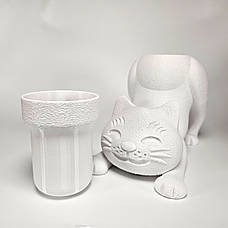 Кашпо для кактусів і сукулентів біла кішка (без кактуса) Україна, фото 4