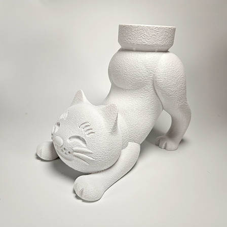 Кашпо для кактусів і сукулентів біла кішка (без кактуса) Україна, фото 1
