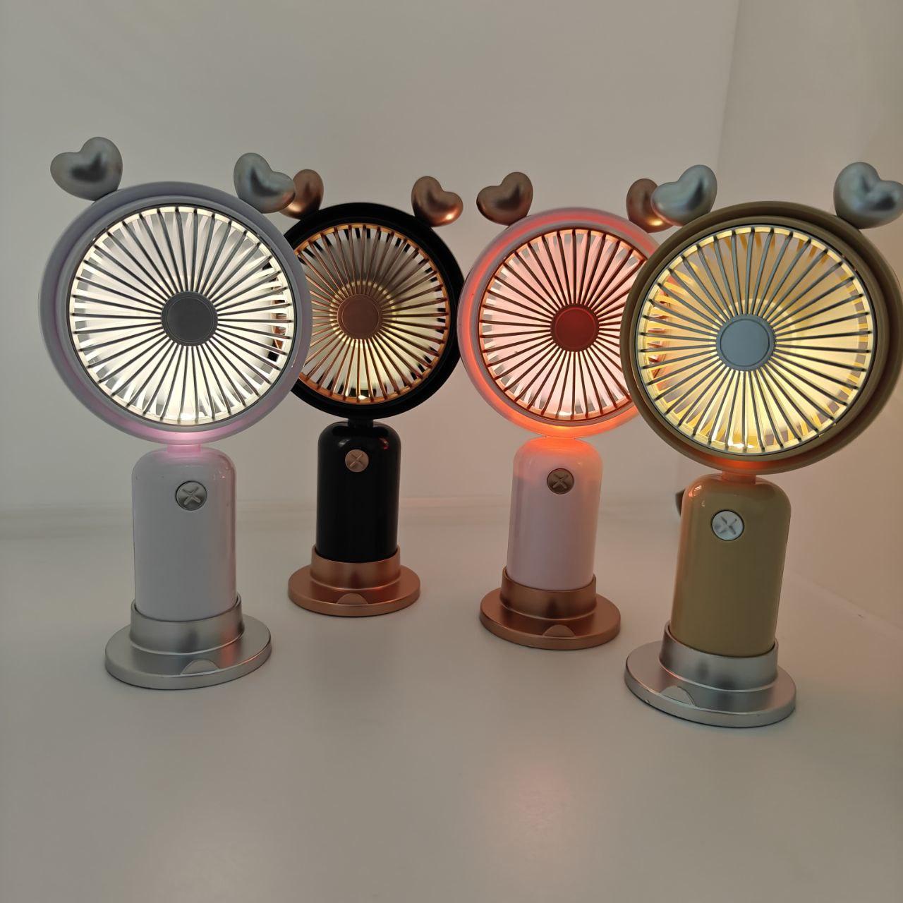 Вентилятор на акумуляторі з декоративними вушками та 2 режимами Ручний портативний вентилятор YS-2321 з LED-підсвіткою