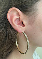 Сережки кільця циркони позолота 18 К/сережки кільцями