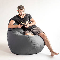 Крісло мішок сіре Оксфорд велике, кресло мешок серое, безкаркасне крісло груша сіре, мешок кресло груша серое, пуфик мешок серый