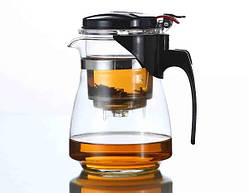 Заварювальний чайник SHANGYIXIN гунфу з жароміцного скла з металевим фільтром і складаною кришкою 600 мл
