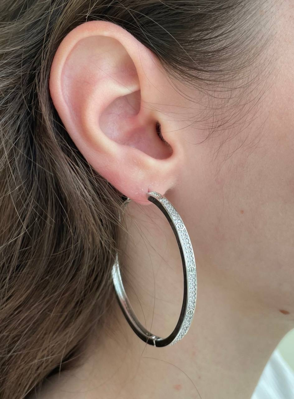 Сережки кільця циркони Сріблення/сережки кільцями, фото 1