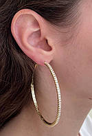 Сережки кільця циркони позолота 18 К/сережки кільцями