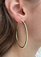 Тонкі сережки кільця циркони позолота 18 К/сріблячки кільцями