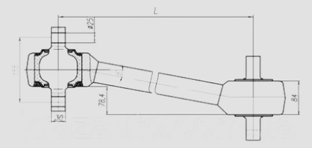 Штанга реактивна МАЗ (розвернуть.) L=595 мм нижня в зібраному вигляді 64221-2919014, фото 1
