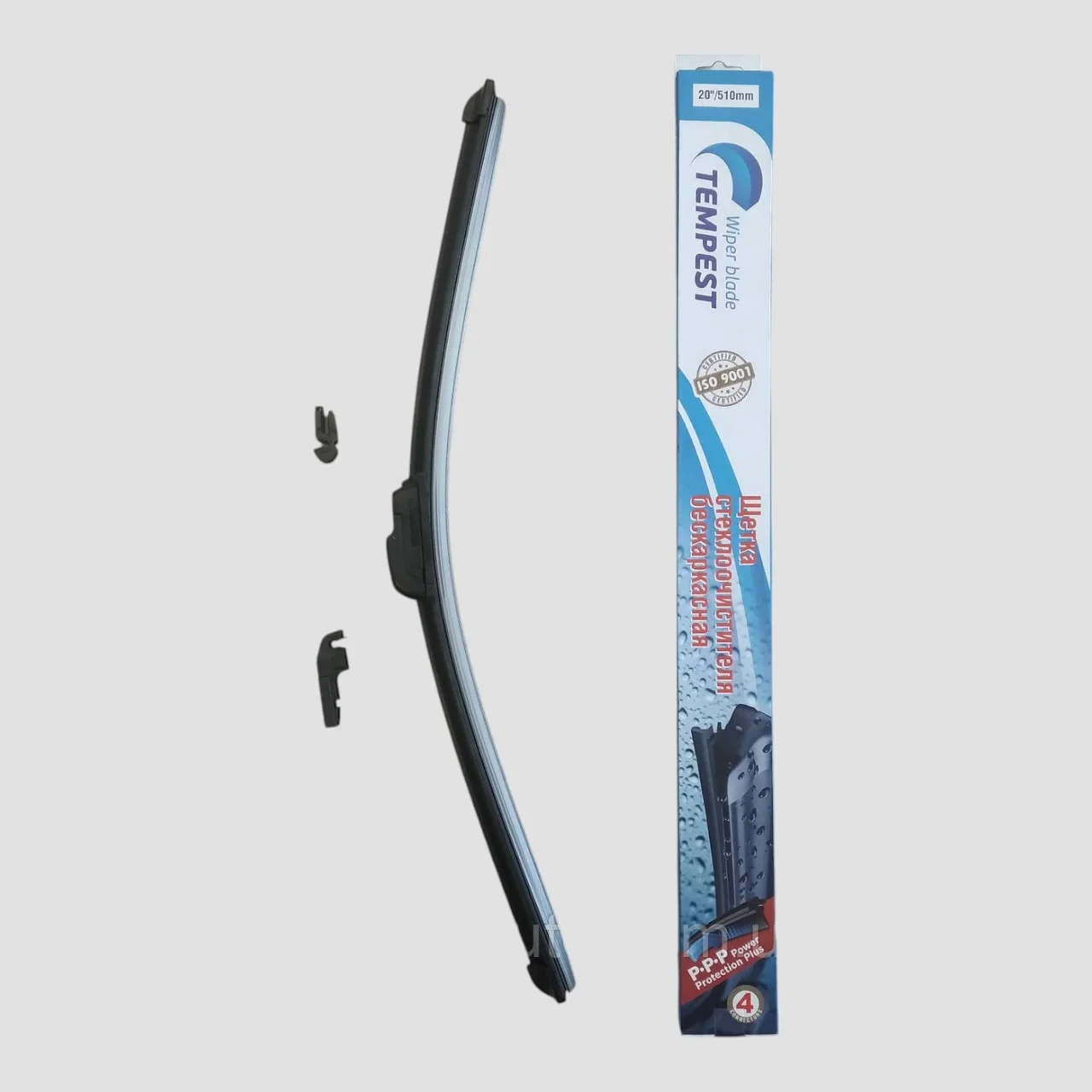 Щітка склоочисника МАЗ, КРАЗ безкаркасні 500 мм (4 адаптери) вир-во TEMPEST TPS-20FL, фото 1