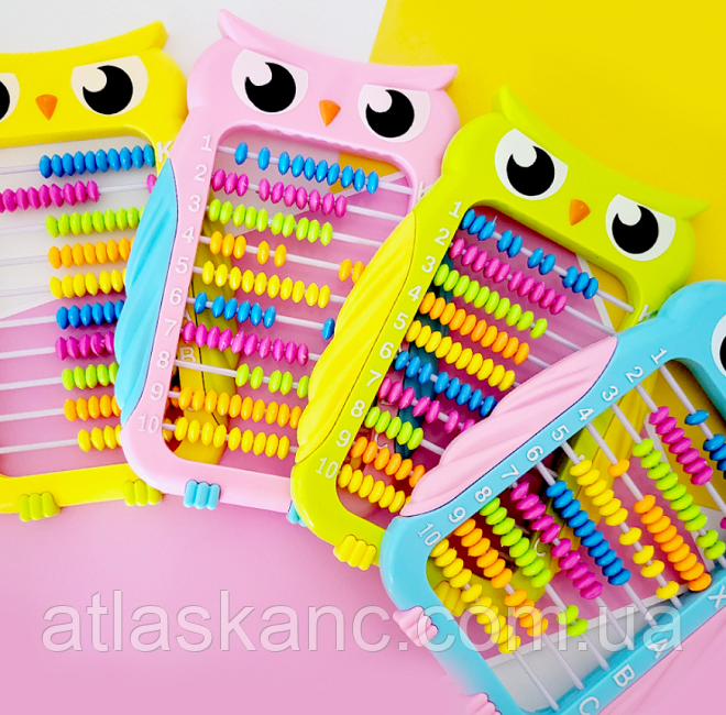 Рахівниця дитяча з ніжкою, Сова пластикові 13 х 20 см 18022, фото 1