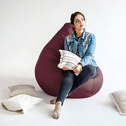 Крісло мішок бордове Оксфорд, кресло мешок бордовый, безкаркасне крісло груша бордова, мешок кресло груша бордовое кресло бордо
