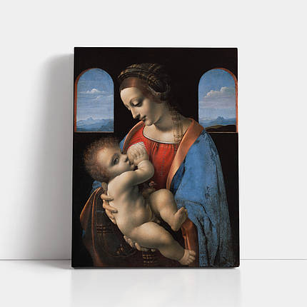 Картина на полотні "Леонардо да Вінчі, Мадонна Літта, Leonardo da Vinci, The Litta Madonna", 80×60см, фото 1