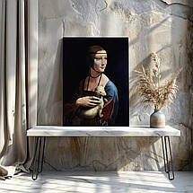 Картина на полотні "Леонардо да Вінчі, Пані з горностаєм, Leonardo da Vinci, Lady with an Ermine", 60×45см, фото 3