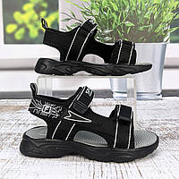 Босоніжки дитячі для хлопчика BBT чорні з сірим на липучках 5838