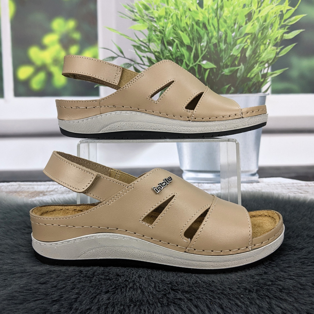 Сандалі босоніжки жіночі Inblu бежеві шкіряні 4955, фото 1