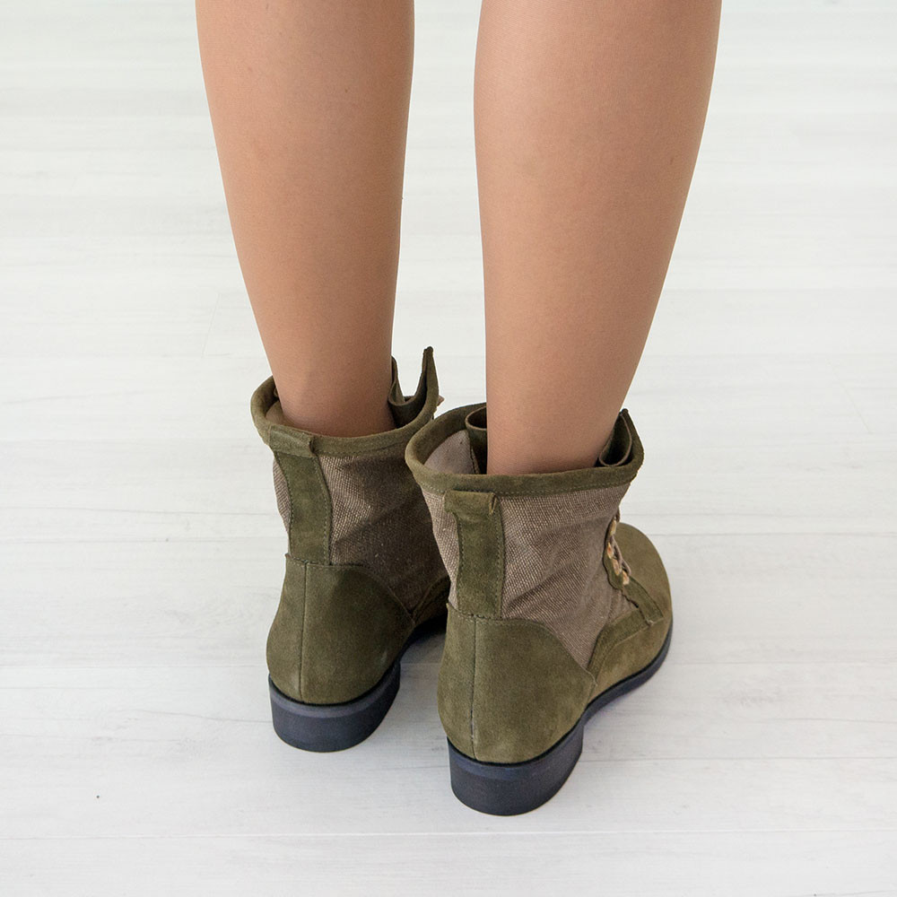 Ботинки женские 40 размер цвета хаки из натуральной замши Woman's heel на низком ходу - фото 5 - id-p76614779