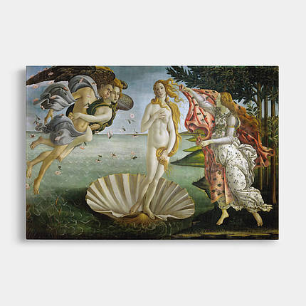 Картина на полотні "Сандро Боттічеллі, Народження Венери, Sandro Botticelli, The Birth of Venus", 38×60см, фото 1