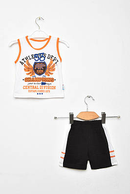 Костюм дитячий для хлопчика білого кольору з принтом р.86 203439T Безкоштовна доставка