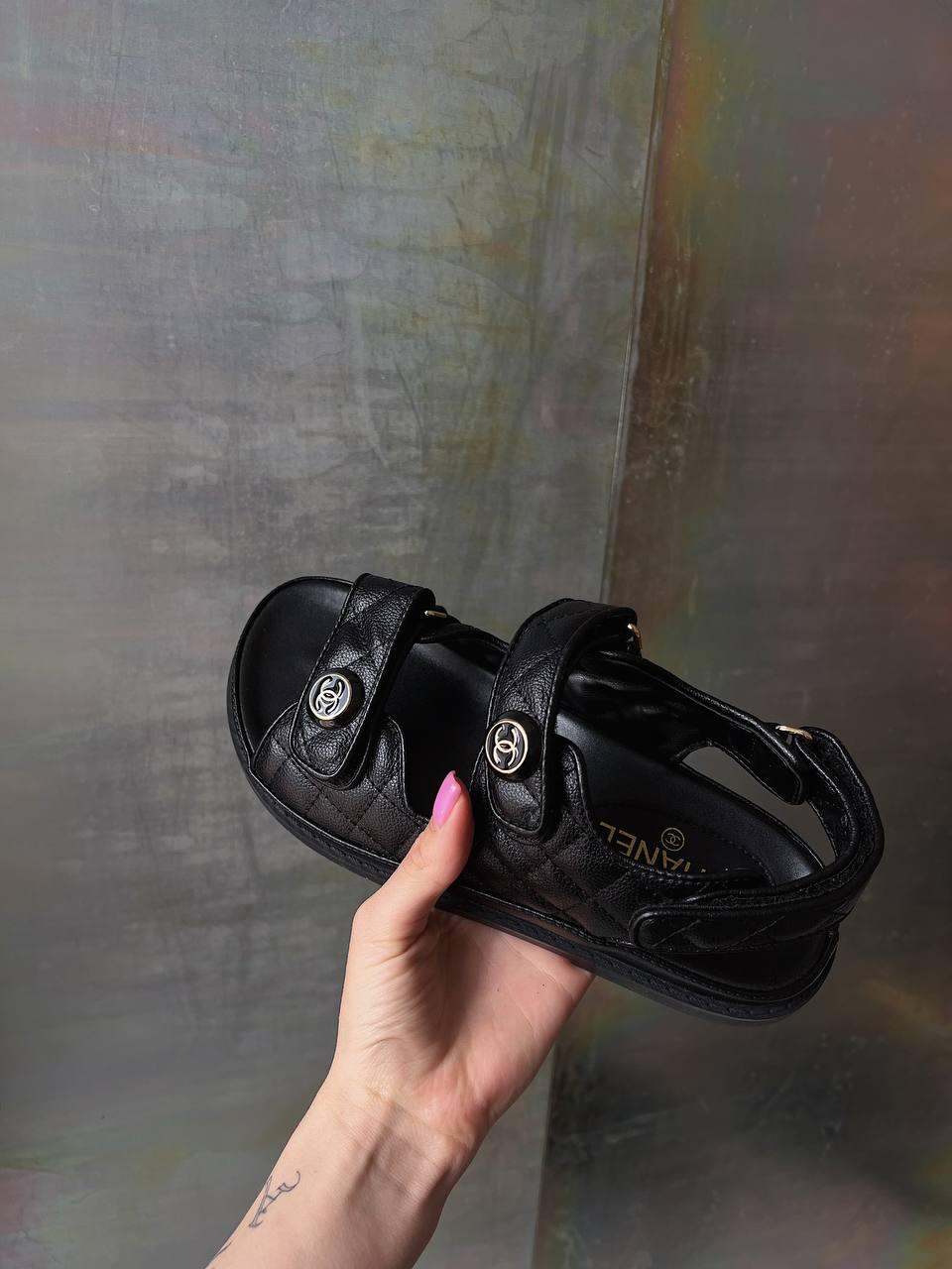 Жіночі сандалії Chanel Quilted Dad Sandal Black Leather ALL06129 36, фото 1