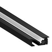 Алюмінієвий профіль врізний LS34 з розсіювачем 2м анодований бокового світла чорний (ціна 1м)