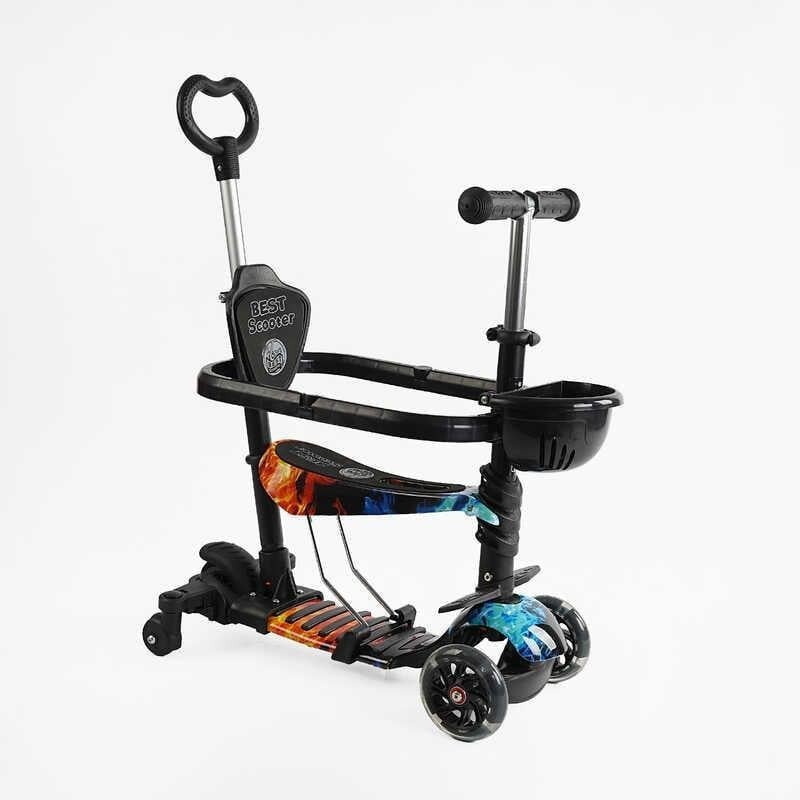 Самокат 5 в 1 Maxi з батьківською ручкою та захистом, Best Scooter LS-71100, фото 1