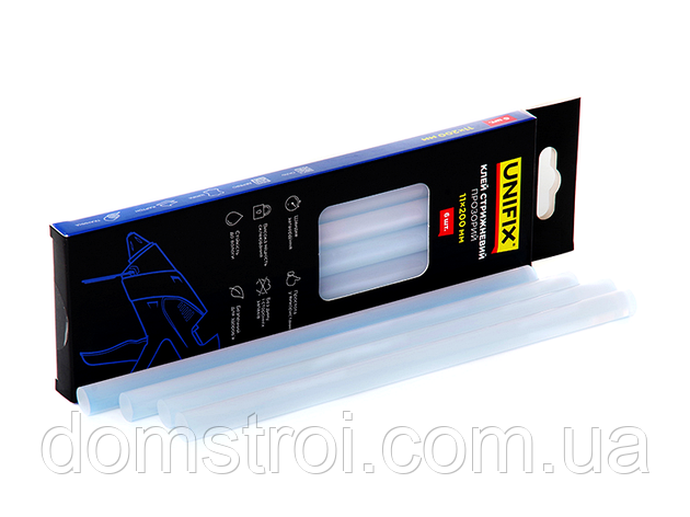 Комплект прозорих клейових стрижнів UNIFIX 951455 (6 шт) 11×200 мм, фото 1