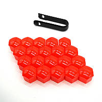 Ковпачки на болти, гайки 21мм + затискач 20шт гальванізовані ЧЕРВОНІ