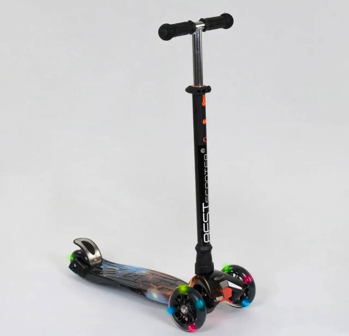 Самокат А 24662/779-1311 MAXI Best Scooter пластмасовий, 3 колеса PU, СВЕТ, трубка керма алюмінієва