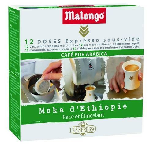 Malongo Moka d'Ethiopie кавові чалди монодоза 12 шт/таблеток, фото 1