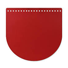 Клапан для сумки напівкруглий, 20*19 см, червоний, нат. шкіра