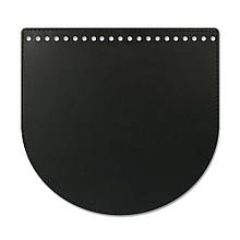 Клапан для сумки напівкруглий, 20*19 см, чорний, нат. шкіра