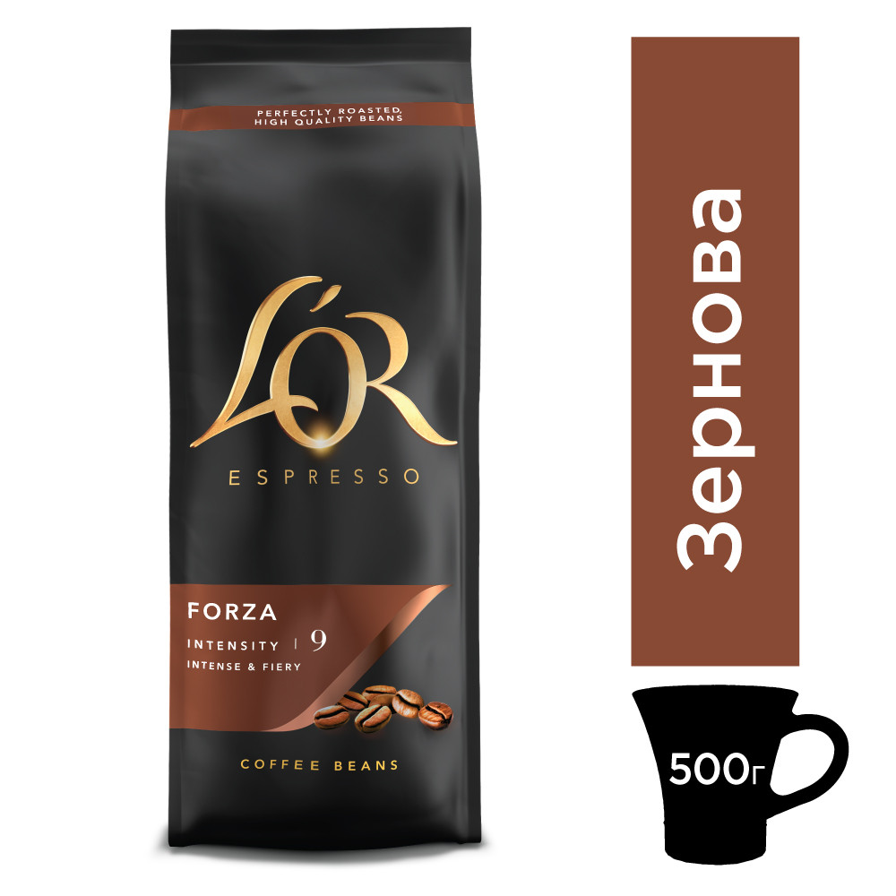 Кава в зернах L'OR Espresso Forza 500 гр Зерно Льор Форза, фото 1