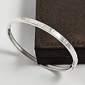 Браслет срібний жорсткий з орнаментом без каменів