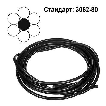 Канат сталевий ГОСТ 3062 діаметр 2,0 у чорному ПВХ ø2,8 мм (мотки 50 м)