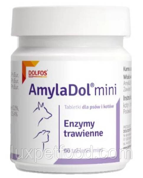 Аміладол Міні AmylaDol Mini 90 таб. Добавка ензими для травлення Собак та Котів Долфос DOLFOS