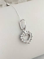 Срібний кулон серце з цирконієм