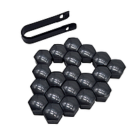 Ковпачки на болти, гайки 17мм + затискач 20шт СІРІ глянцеві