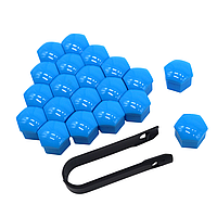 Ковпачки на болти, гайки 17мм + затискач 20шт БЛАКИТНІ глянцеві