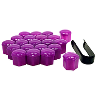 Ковпачки на болти, гайки 19мм + затискач 20шт ФІОЛЕТОВІ глянцеві