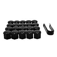 Ковпачки на болти, гайки 19мм + затискач 20шт ЧОРНІ глянцеві