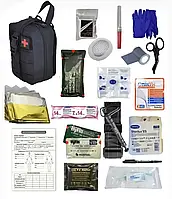 Аптечка тактическая военная укомплектованная №3 в подсумке с быстрым сбросом черный