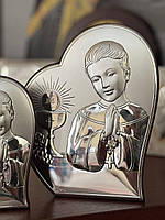 Серебряная икона Первое Причастие мальчика (12 x 14,5 см)