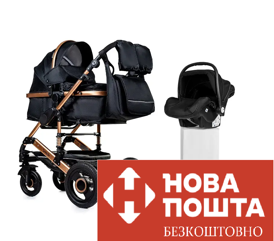 Коляска-трансформер 3 в 1 Ninos Freelander BLACK (NF3V12020BL)