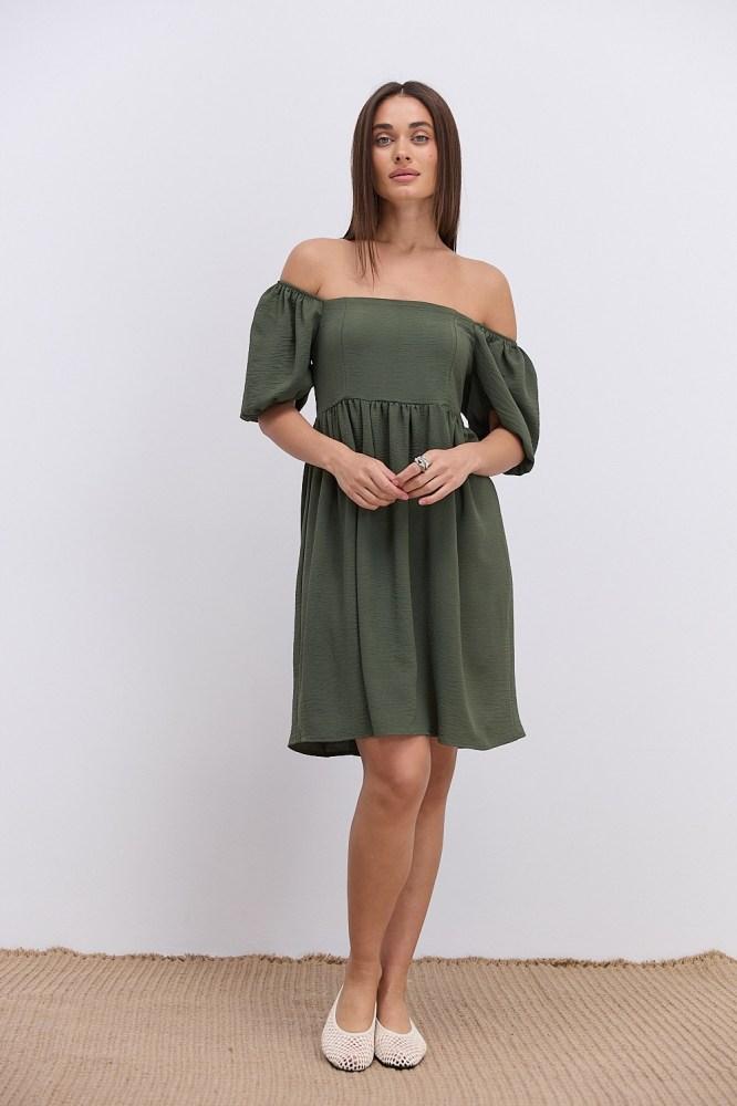 Літнє коротке плаття з відкритими плечима в різних кольорах, фото 1