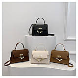 Жіноча сумка 8809 крос-боді на ремінці коричнева, фото 10