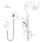 Душова система стропічних душів прихованого монтажу Frap F7176-9 квадратна матовий графіт на 3 споживачі, фото 5