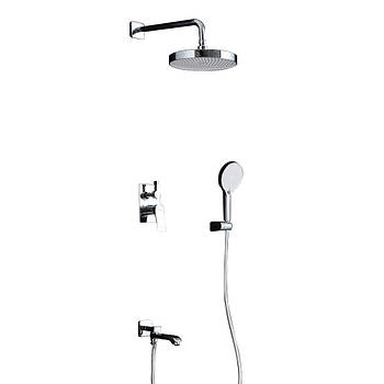 Душова система з тропічним душем прихованого монтажу Frap F7175 колір хром на 3 споживачі