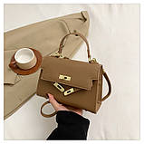 Жіноча сумка 8809 крос-боді на ремінці коричнева, фото 2